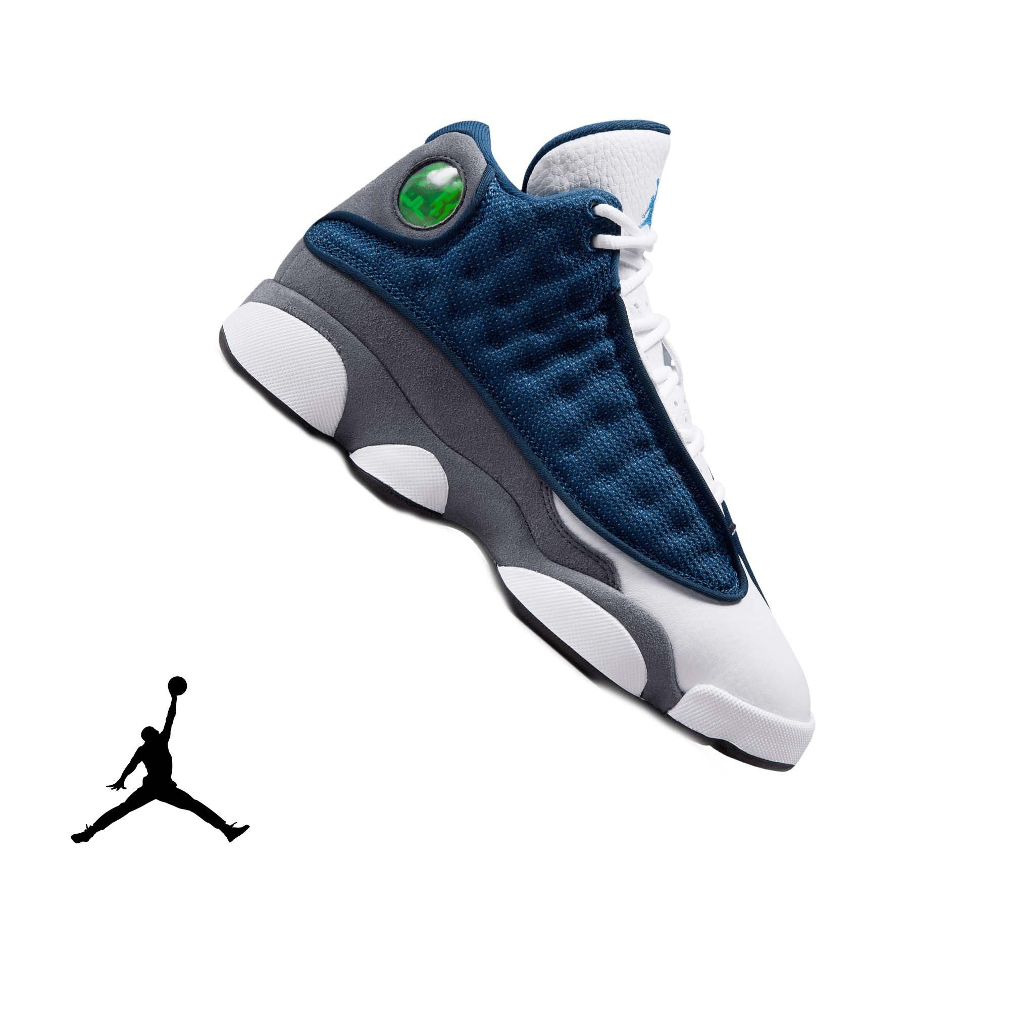 Jordan 13 Retro "Navy and Flint Grey" Grade School Kids' Shoe - NAVY/UNIVERSITY BLUE/FLINT GREY/WHITE